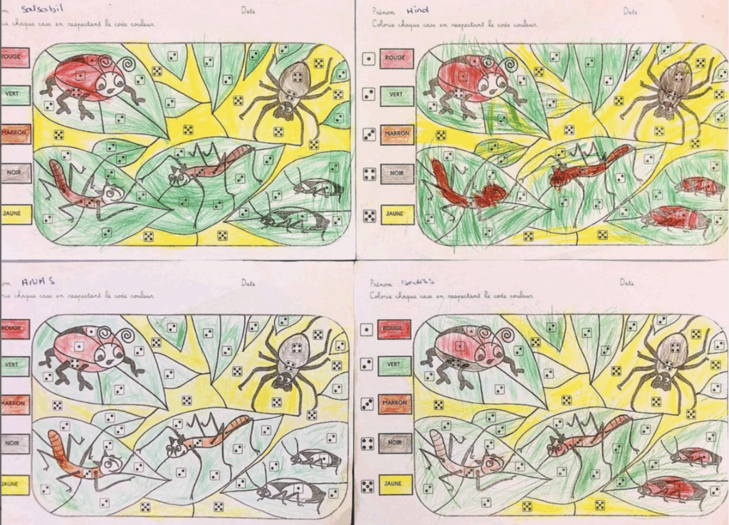 Coloriage codé drôle de coccinelle