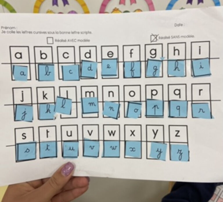 Correspondance graphique scripte / cursive – La maternelle pailletée