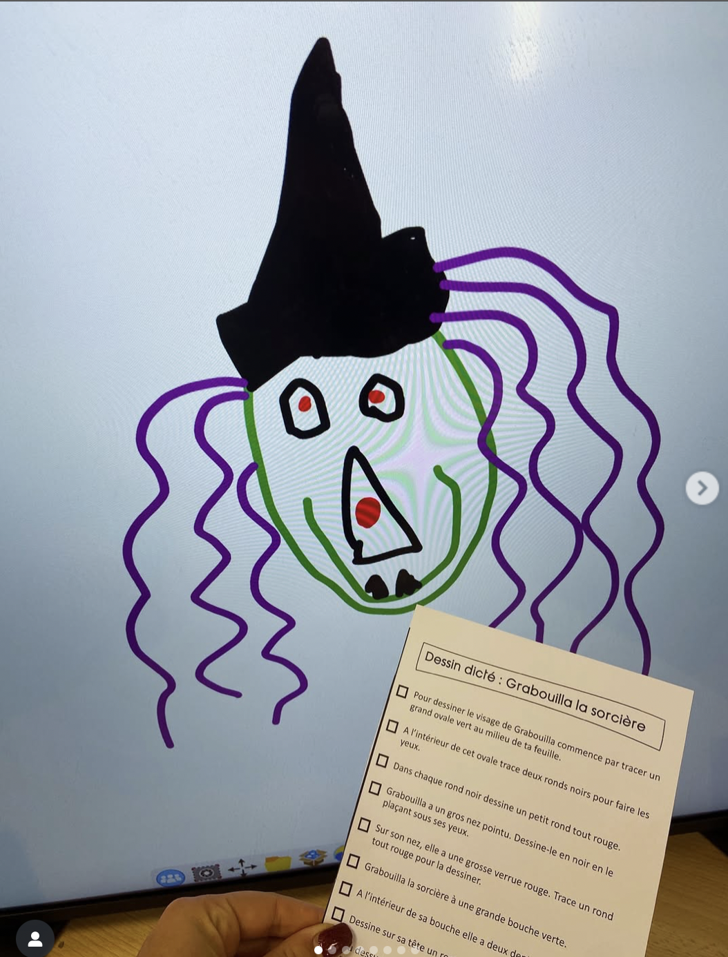 Dictée de dessin : grabouilla la sorcière