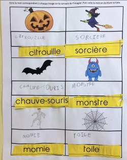 Principe alphabétique Halloween PS MS GS