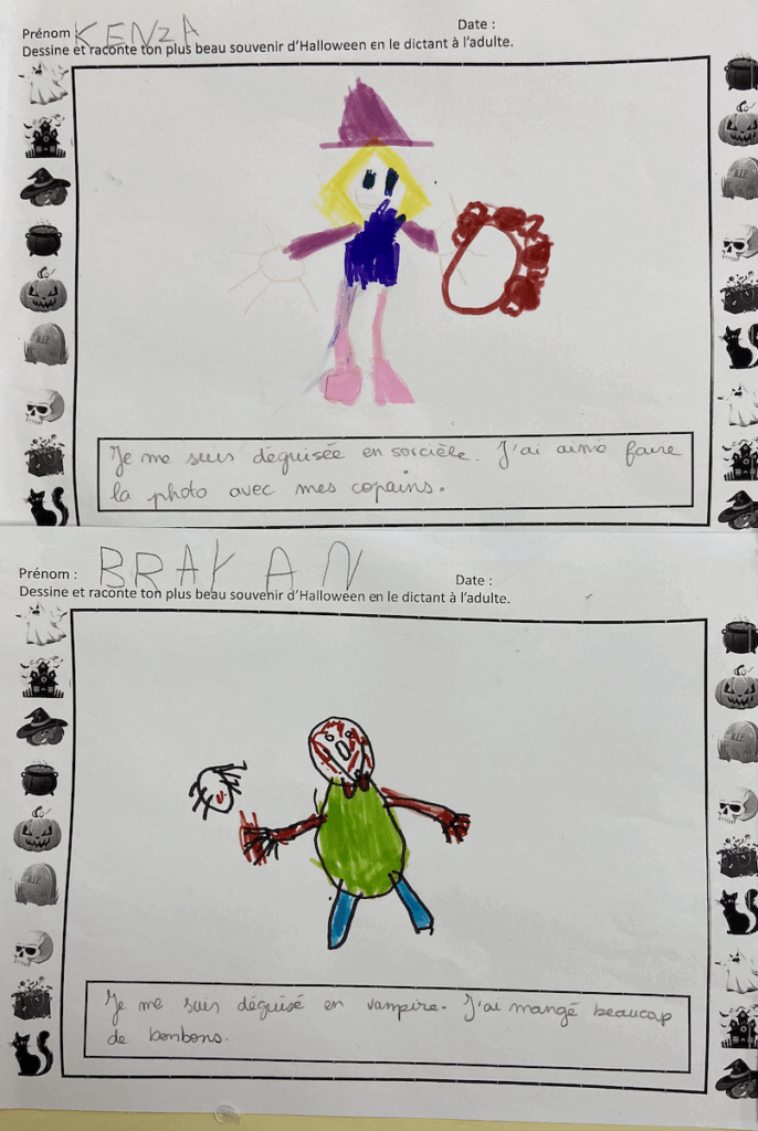 Dictée à l’adulte : souvenir d’halloween