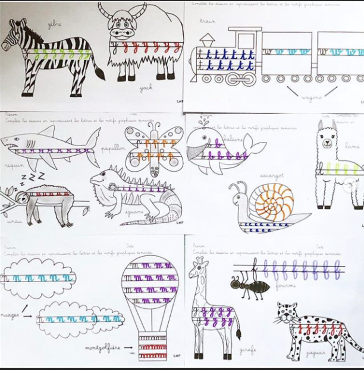 10 Fiches un animal / objet = une lettre