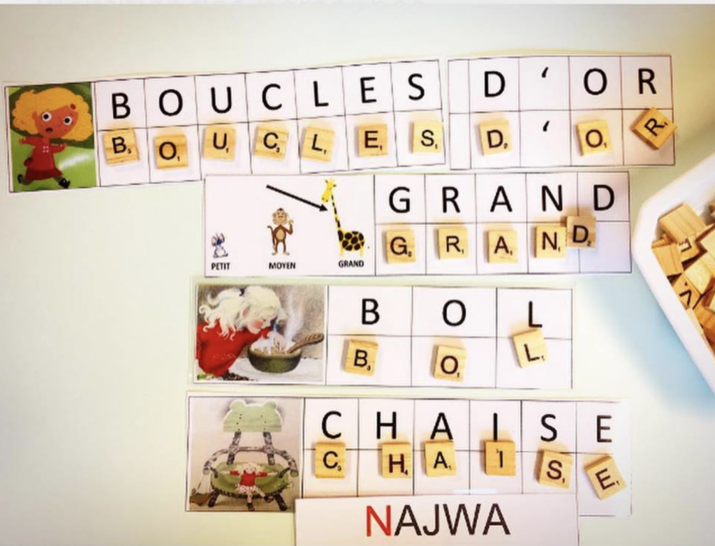 Lettres mobiles boucle d’or et les 3 ours