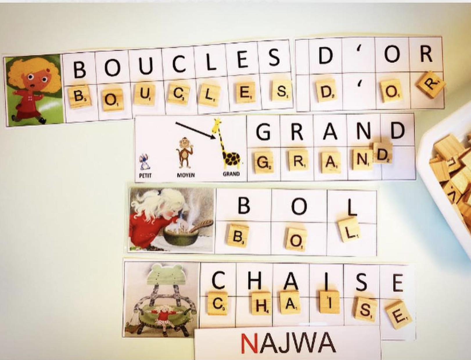 Lettres mobiles boucle d’or et les 3 ours