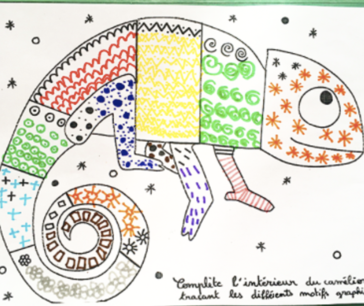 Caméléon motifs graphiques