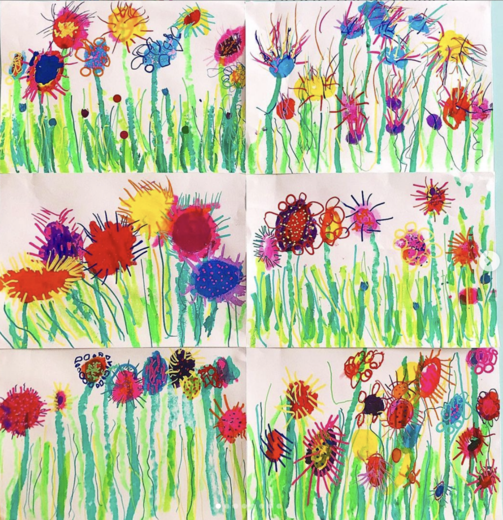 champ de fleurs graphiques