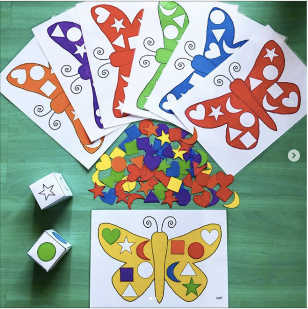 Jeu du papillon des formes : formes et couleurs