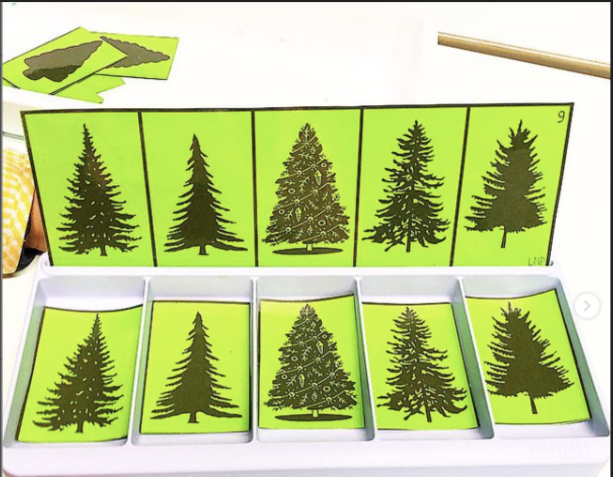 Discrimination visuelle sapins avec les boîtes à compter