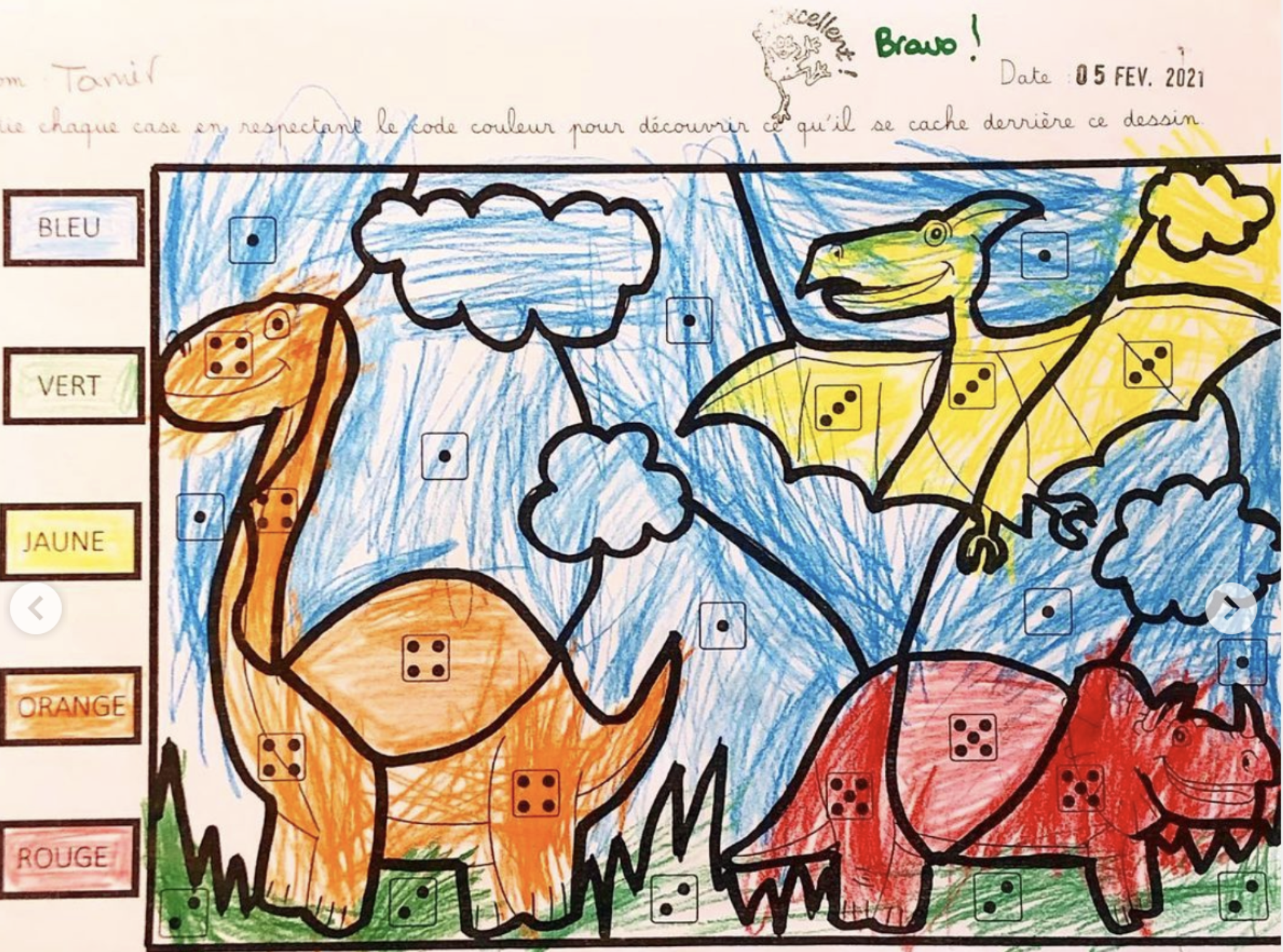 Coloriage magique dinosaure