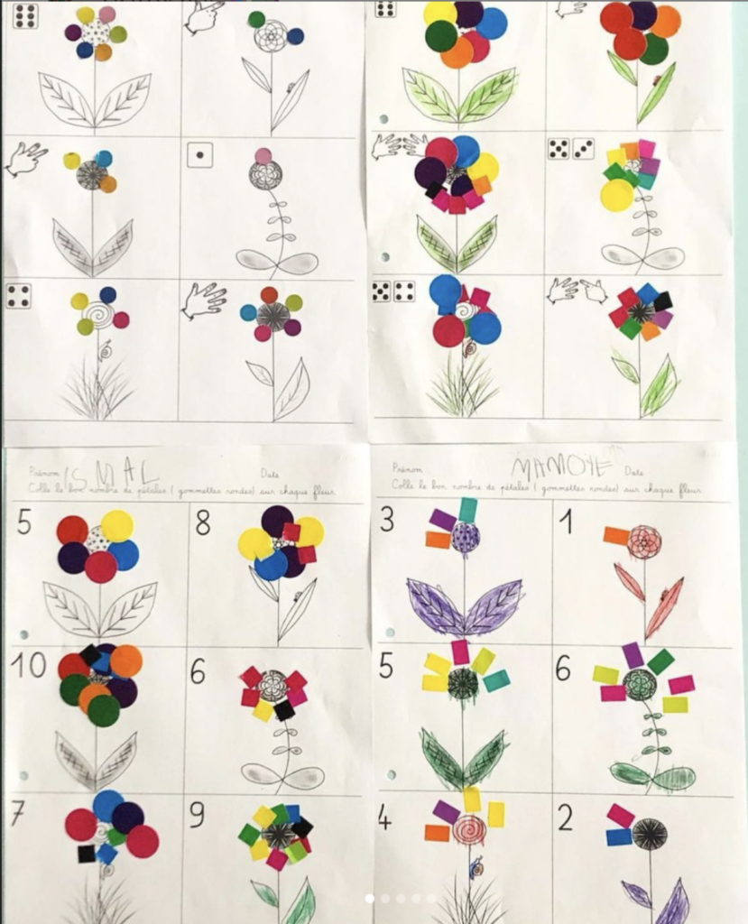 Atelier gommettes et dénombrement : fleurs